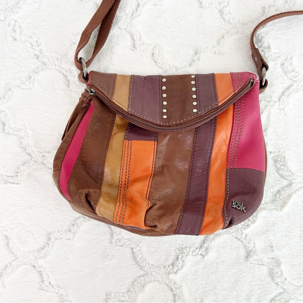 The Sak Leather Patchwork Colorblock Crossbody Ba… - image 3